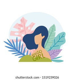 You GO GIRL. Vector handdrawn illustration.   Illustration with inspirational text quote