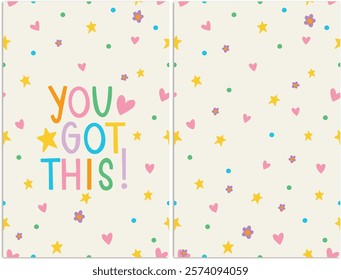 You got this lettering for kids. Motivational empowering calming anxiety quotes for women and girls. Groovy retro celestial aesthetic card art. 