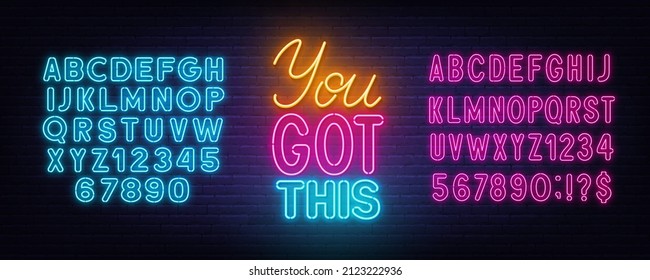 You Got This neon lettering on brick wall background.