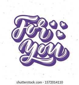 Für Sie handgezeichnete Schrift. Vorlage für, Banner, Poster, Flyer, Grußkarte, Web-Design, Print-Design. Vektorgrafik.
