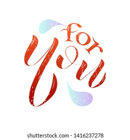 For You handwritten inscription with stars. Hand drawn lettering. For You calligraphy. Thank you card. Vector illustration. - stock vector. EPS10