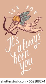 it is you - it has always been you. valentines pink vintage cupid card.