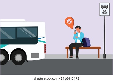 You Have Arrived concept. Colored flat vector illustration isolated.