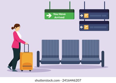 You Have Arrived concept. Colored flat vector illustration isolated.