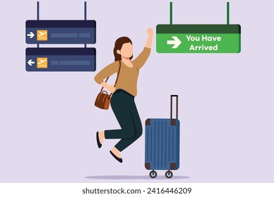 You Have Arrived concept. Colored flat vector illustration isolated.