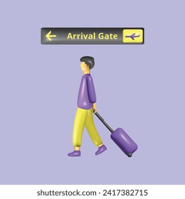 You Have Arrived concept. Realistic 3d object cartoon style. Vector colorful illustration. 