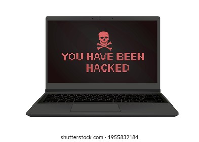 You have been hacked text on laptop. vector