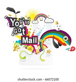 You have got mail. Fantasy colorful vector illustration.