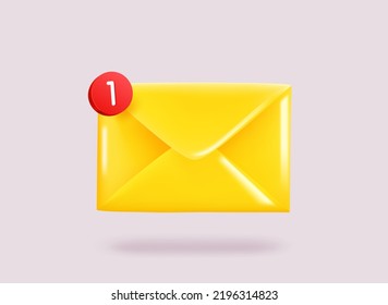 You have a new message concept with envelope icon. 3d vector illustration
