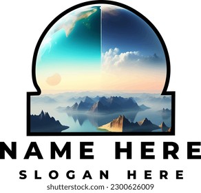 If you have a project that wants to draw attention to the effect of nature, a logo design is for you. A view of a natural wonder in the silhouette of a snow globe.