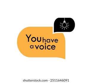 You have a voice text on white background