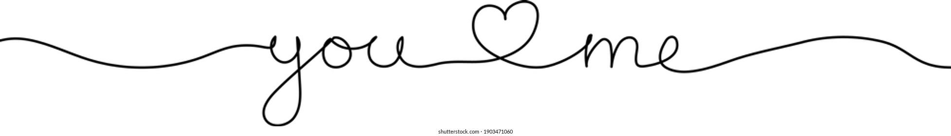 You heart me. Continuous one line drawing. Minimalism design. Vector illustration.