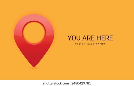 You are here banner design for navigation systems and location marking. Vector illustration.