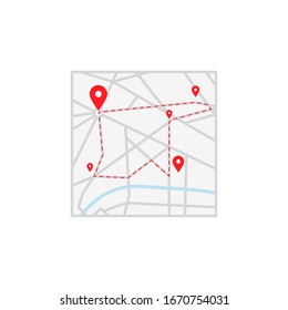 aquí está el mapa de la ciudad. concepto de tipo de área urbana simple símbolo plano aislado sobre fondo blanco