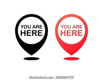 Are you here. Flat, color, you're an icon here. Vector icons.