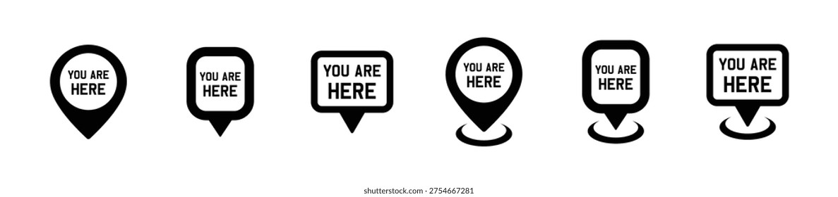 You are here flat vector icons set.  You are here icon