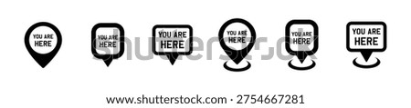 You are here flat vector icons set.  You are here icon