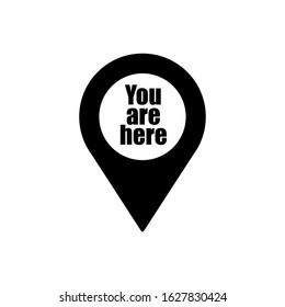 You are here geo tag outline icon. Symbol, logo illustration for mobile concept and web design.