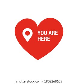 You are here with heart. Love pin