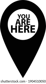 you are here icon on white background. map pointer sign. marker location icon with you are here. map pin symbol.