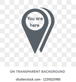 You Are Here Icon. Trendy Flat Vector You Are Here Icon On Transparent Background From Maps And Locations Collection. 