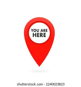 You are here icons. Information bubble symbol of things. Map pointer with your location marker. Flat icon pointers. Vector illustration