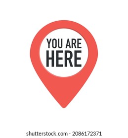 You Are Here Location Pointer Pin. Vector illustration