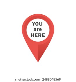 you are here location vector icon. Place symbol. Vector sign isolated on white background.	