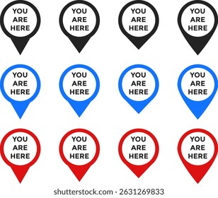 you are here with map icon set. Location pin. perfect for maps. position symbol