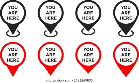 you are here with map icon set. Location pin. perfect for maps. position symbol