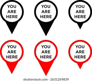 you are here with map icon set. Location pin. perfect for maps. position symbol