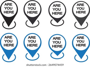 you are here with map icon set, Destination address, Flat color, Pin icons for map vector, transparent background,
