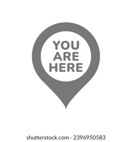 You are here map pin vector icon. Location and navigation position symbol.