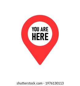 You are here. Map pointer icon. GPS location symbol. Flat design style.