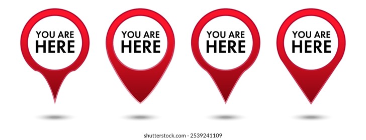You are here map pointer icon set red color
