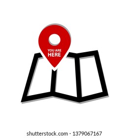 You Are Here Map Pointer - Vector Illustration - Isolated On White Background