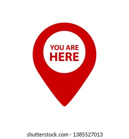 You Are Here Map Pointer - Vector Illustration - Isolated On White Background