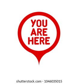 You are here marker location sign, icon. Vector illustration