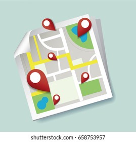you are here, pin location icon and map vector, the concept of travel 