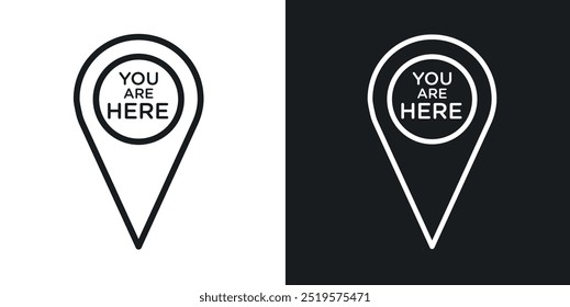 You are here pointer black and white icon.