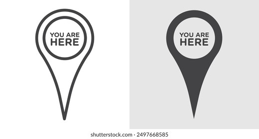 You are Here Pointer Icon Black line art vector logo set