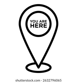 You are Here Pointer Icon Black and white outline vector