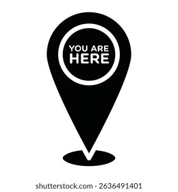 You are Here Pointer Icon Flat outline fill black and white