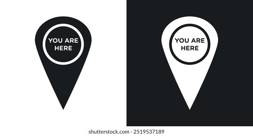 You are here pointer icon icons in black and white filled style