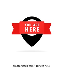 You are here pointer icon. Pin icon for telling the location on the map or GPS. Vector Illustration