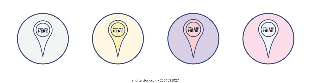 You are Here Pointer Icon Thin line flat illustration