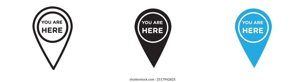 You are Here Pointer Icon vector set illustration