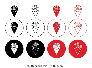You are Here Pointer Outline Icon drawing set. You are Here Pointer vector for app web use