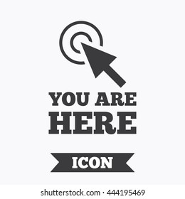 You Are Here Sign Icon. Info Cursor Symbol. Map Pointer With Your Location. Graphic Design Element. Flat You Are Here Symbol On White Background. Vector