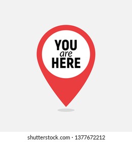 You are here sign icon mark. Destination or location point concept. Pin position marker design.